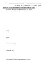 the lottery study guide|The Lottery Reading Questions & Paired Texts .